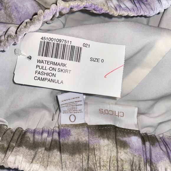 NWT Chico's Watermark Pull-On Printed Midi Skirt Women's size 0/4/Small - Picture 5 of 5